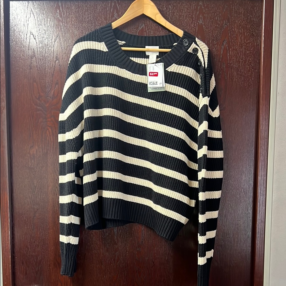 H&M Striped Black & Off White Sweater